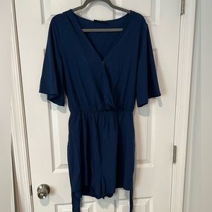 Auxo Women Short Romper One Piece Jumpsuit Jumper Navy XL